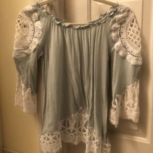 Turquoise Lace Top